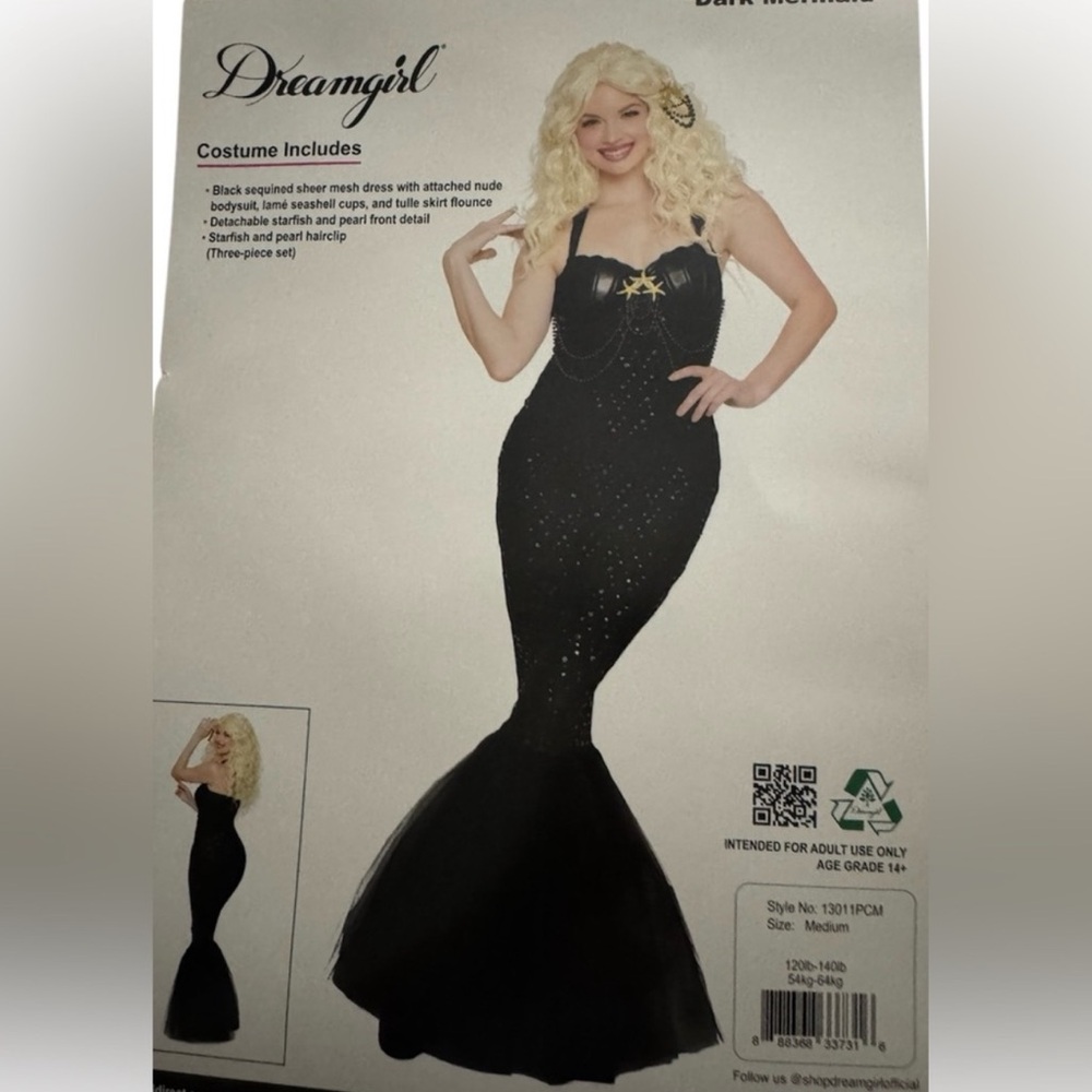 Dreamgirl Dark Mermaid Costume size M